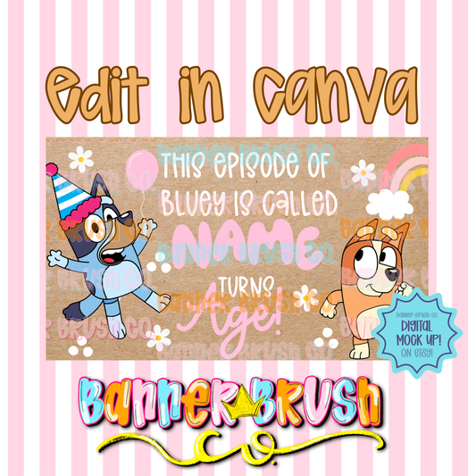Blue DOG birthday Banner Template
