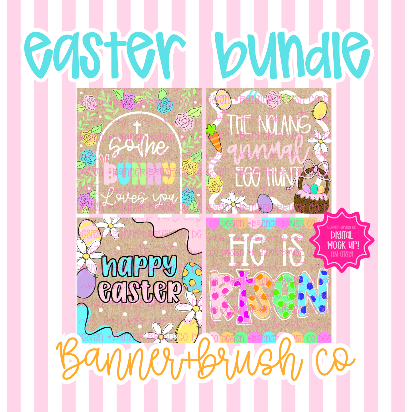 Easter mini  Banner Template bundle 35x35 Bunny