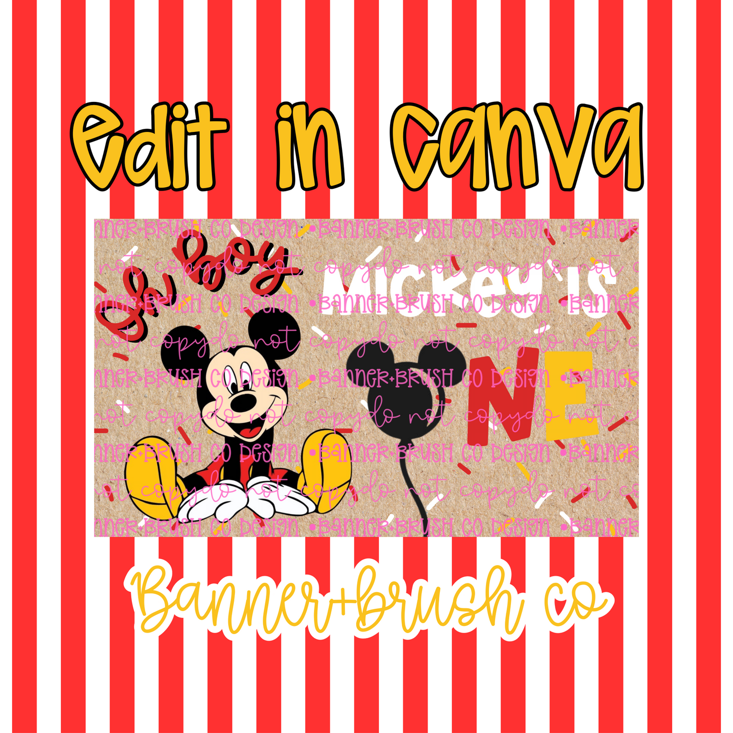 oh boy birthday mickey Banner Template |35x60