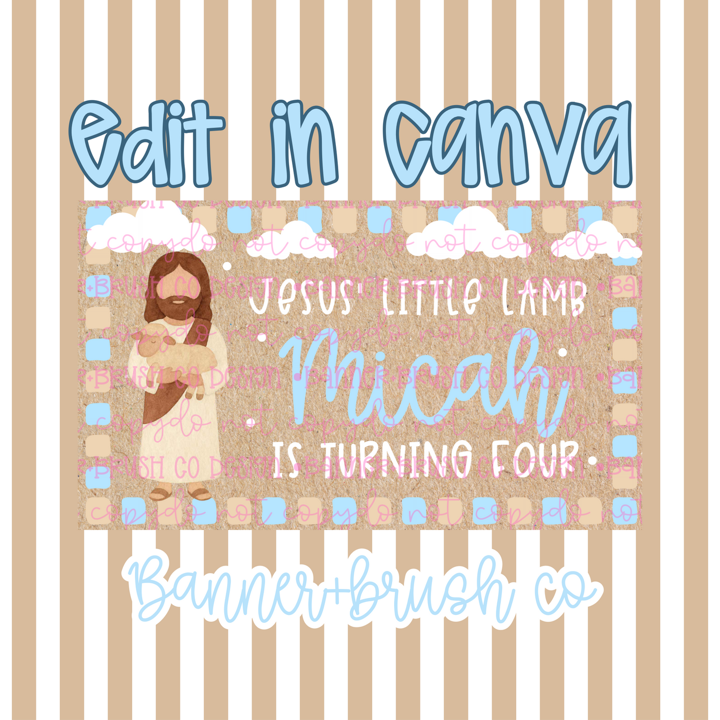 Jesus’ Little Lamb Banner Template | Editable Canva | 35x60 DIY Painted Sign | faith Theme | Digital Download