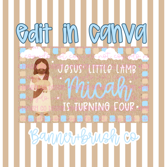 Jesus’ Little Lamb Banner Template | Editable Canva | 35x60 DIY Painted Sign | faith Theme | Digital Download