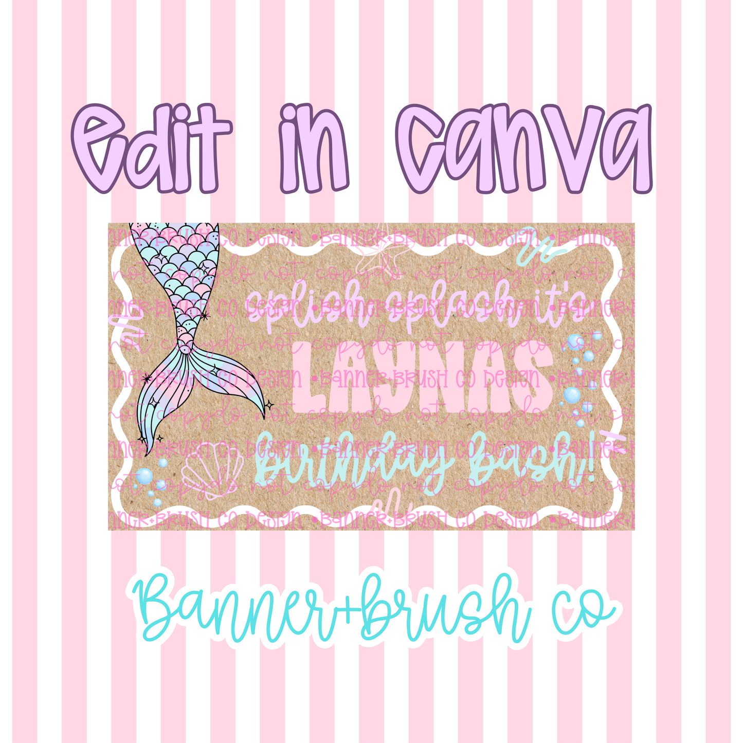 Mermaid Banner Template | Editable Canva | 35x60 DIY Painted Sign | Theme | Digital Download