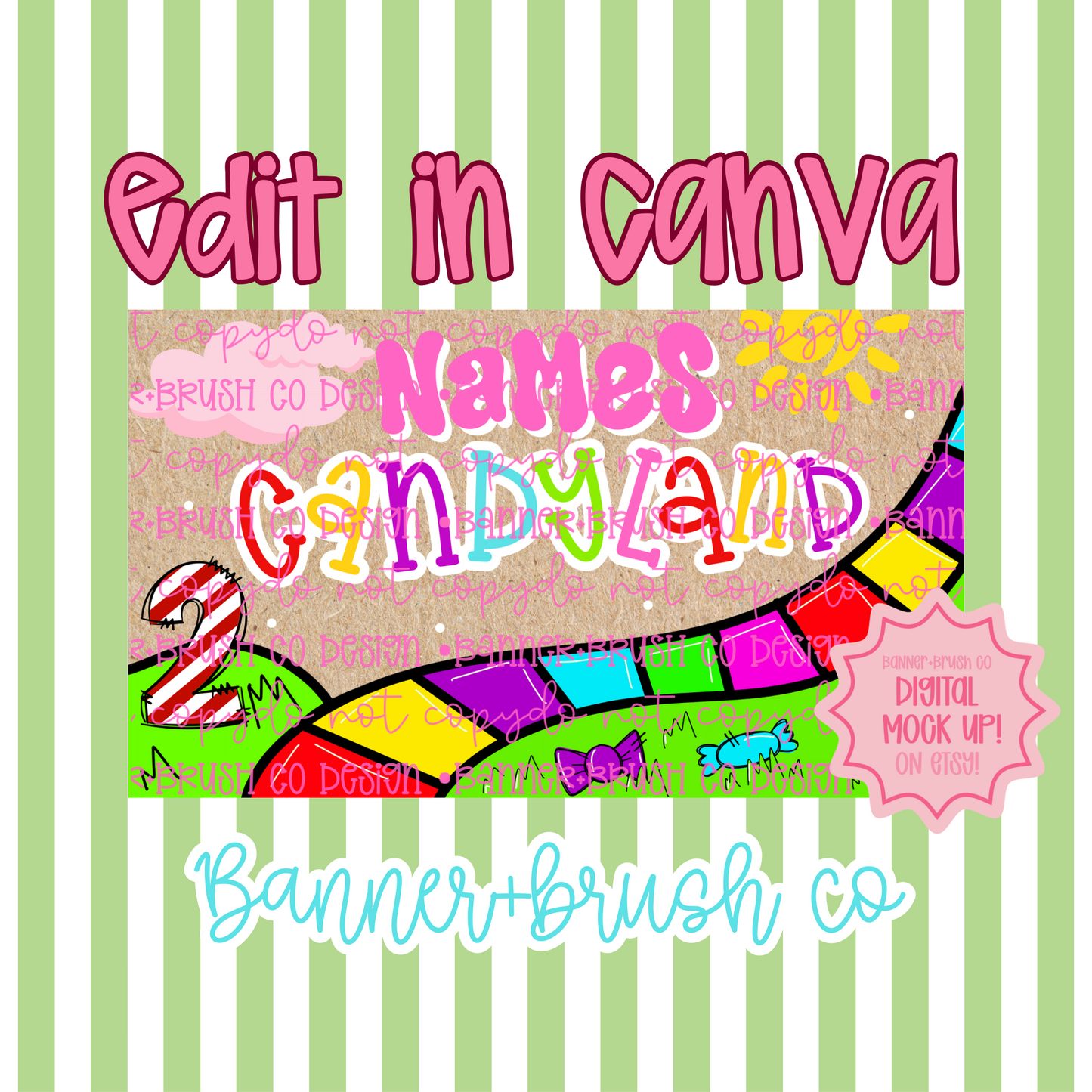 Candy land Banner Template | Editable Canva | 35x60