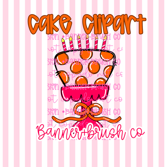 Pink & Orange Cake Clipart