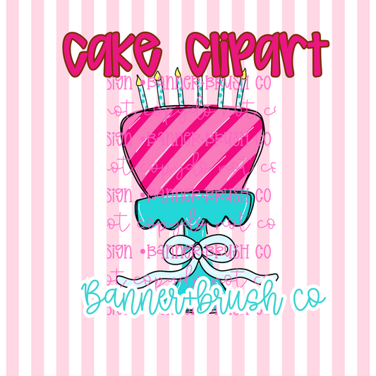 Teal & Pink Cake Clipart