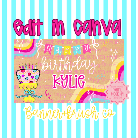 Bright Rainbow Banner Template | Editable Canva | 35x60