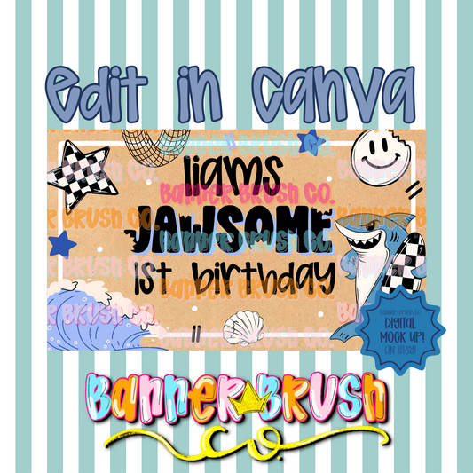 Jawsome Birthday Banner Template | Editable Canva | 35x60