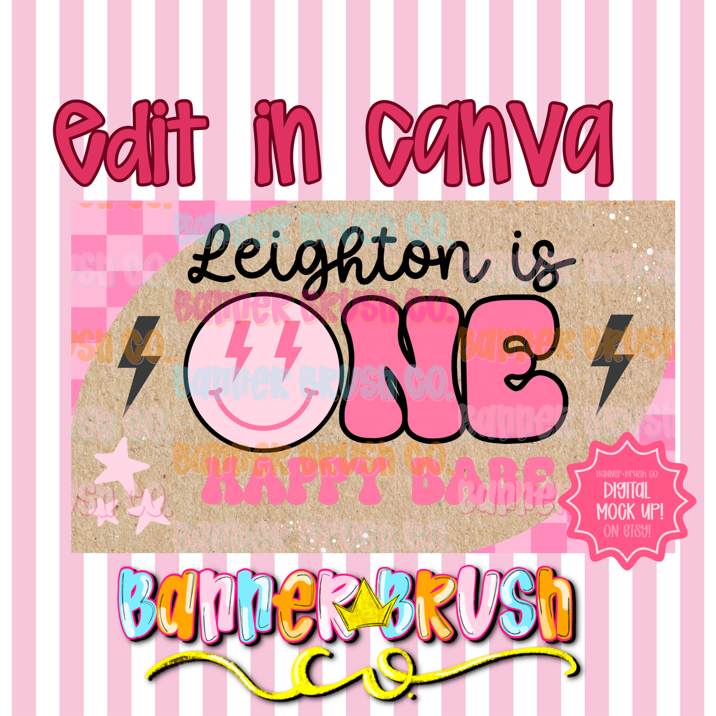 One Happy Babe Banner Template | Editable Canva | 35x60 DIY Painted Sign | Theme | Digital Download