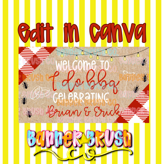 I Do BBQ Banner Template | Editable Canva | 35x60 DIY