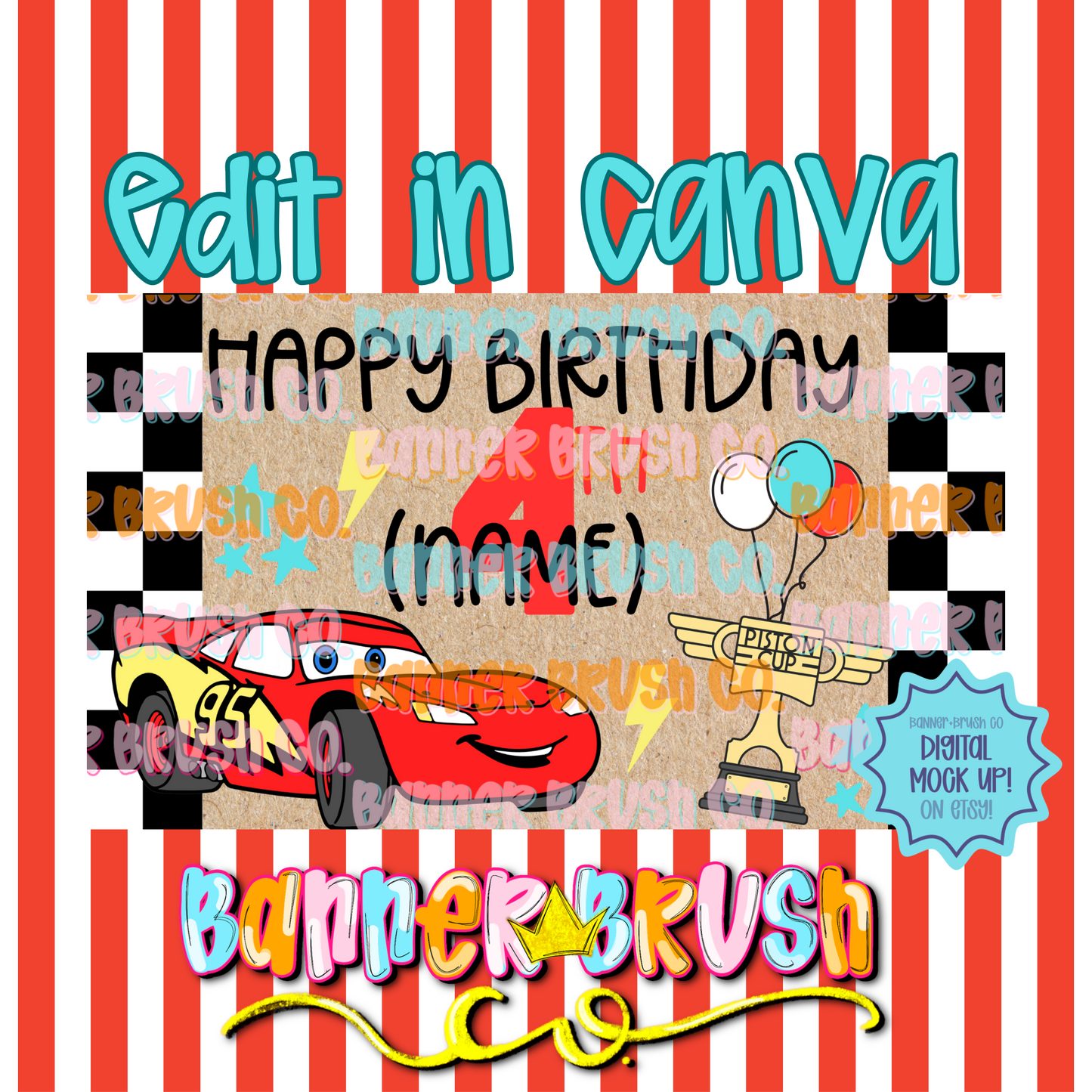 Cars Banner Template | Editable Canva Banner | 35x60 DIY Painted Sign | Digital Download