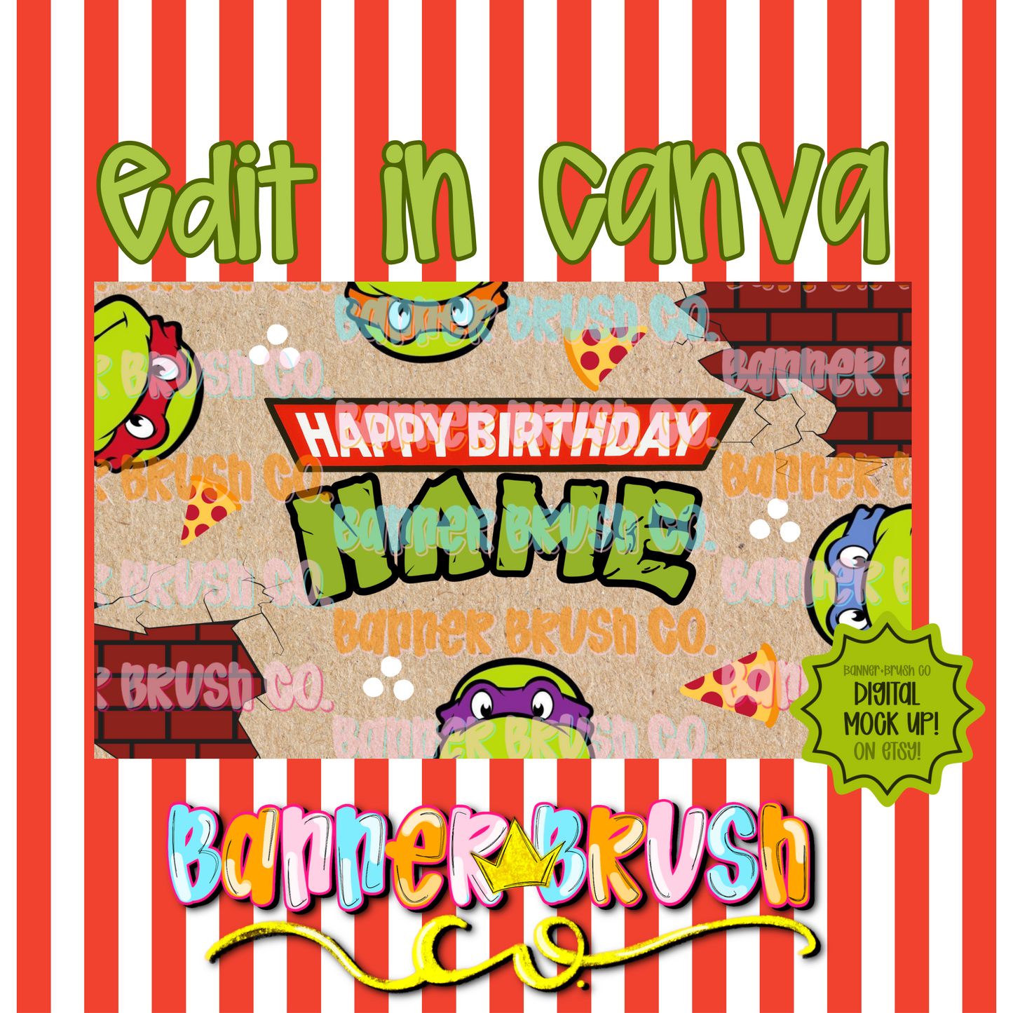 TMNT birthday Banner 35x60 DIY Painted Sign