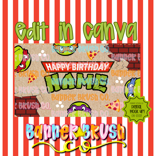 TMNT birthday Banner 35x60 DIY Painted Sign