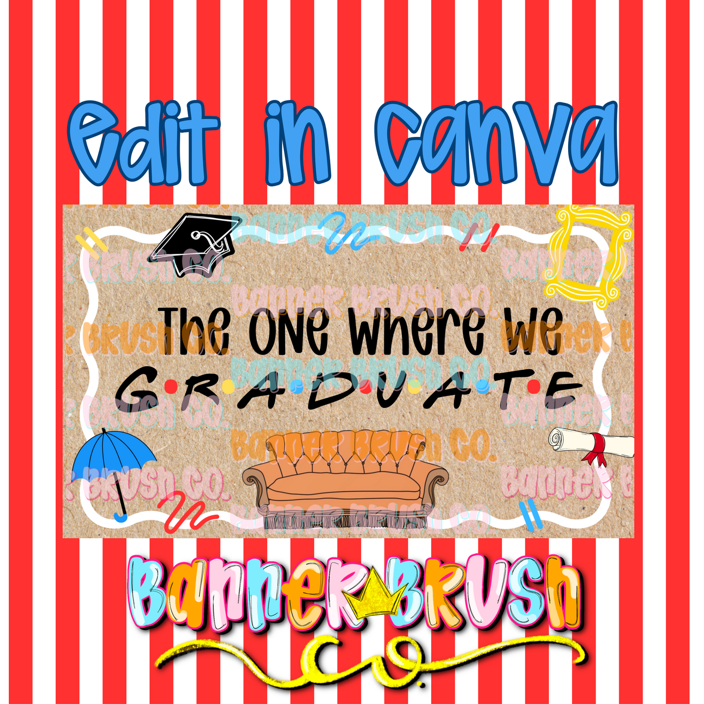 Friends Banner Template 35x60 graduation Theme