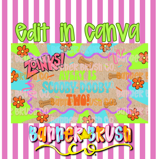 Zoinks Birthday Party Banner Template | 35x60 scooby Doo party