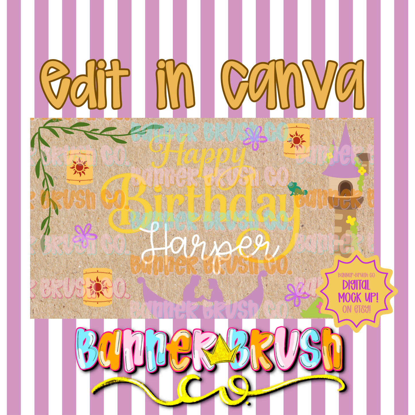 Tangled birthday Banner Template