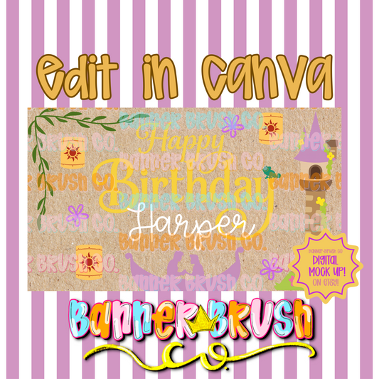 Tangled birthday Banner Template