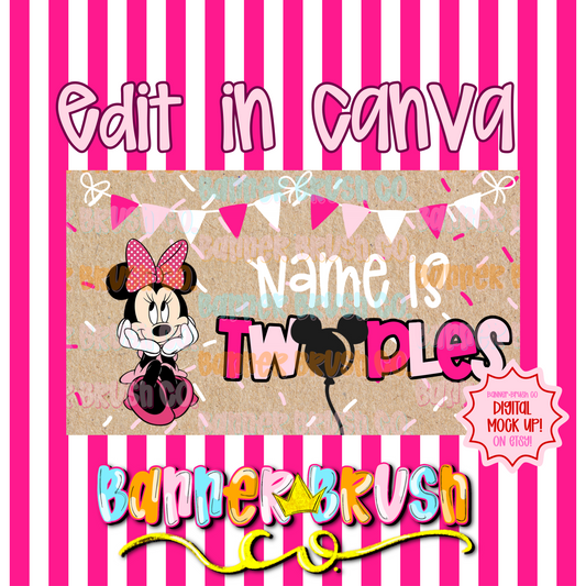 Oh Twodles Minnie Banner Template | Editable Canva Banner