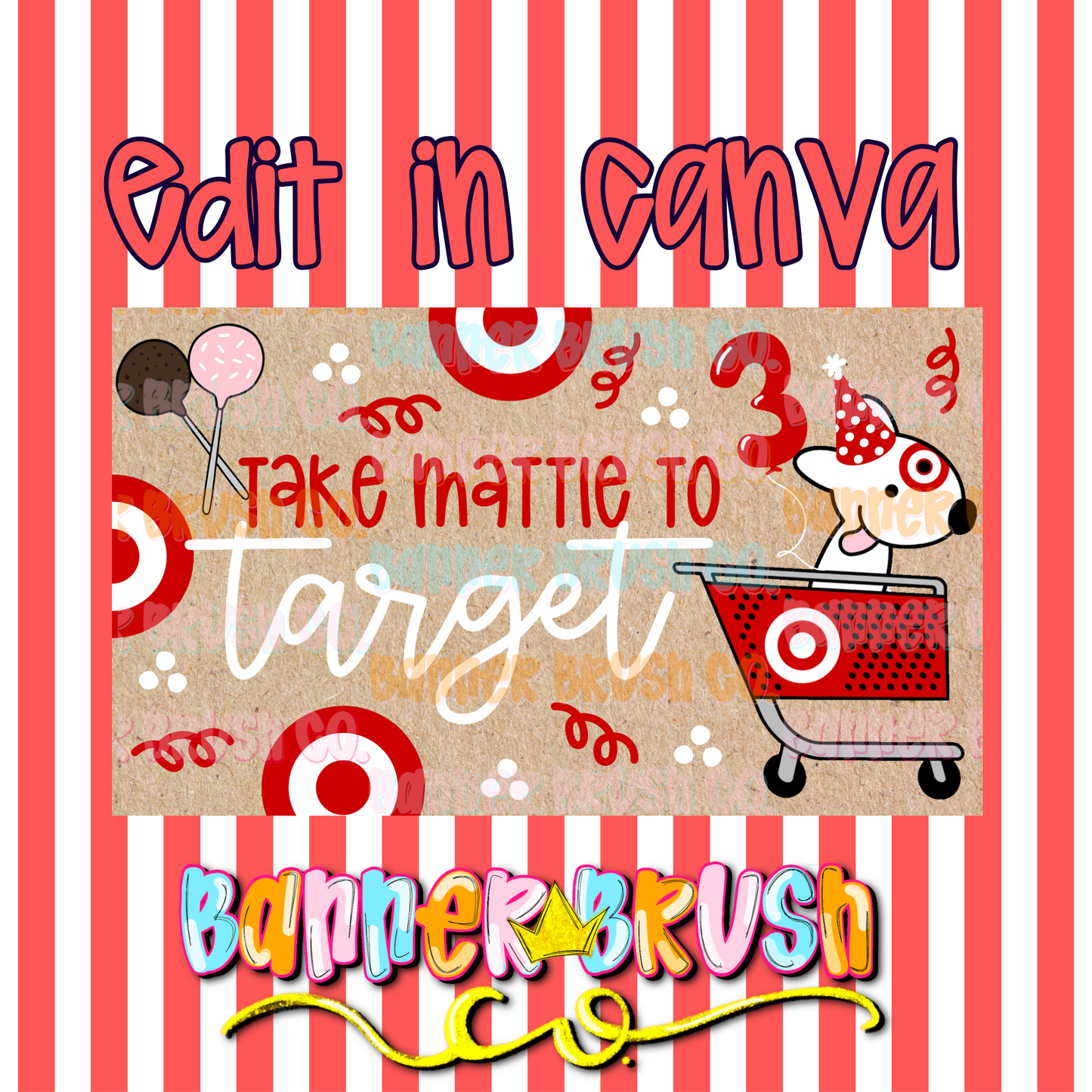 Red Store birthday Banner Template | Editable Canva Banner