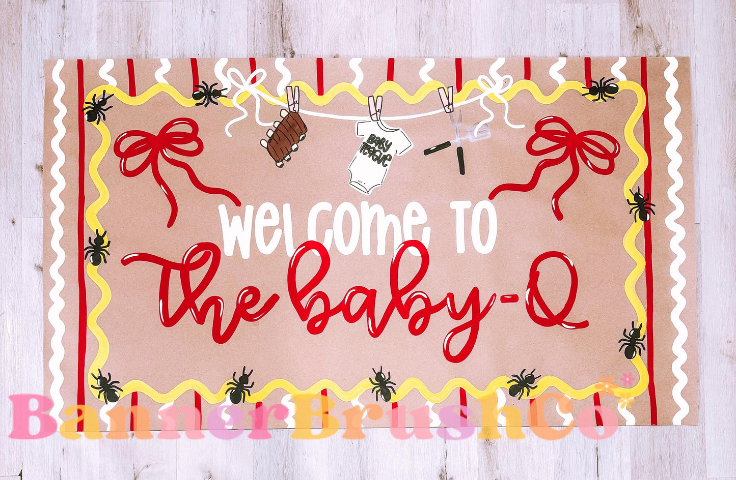 Baby-Q baby shower Banner Template | Editable Canva Banner | 35x60 DIY Painted Sign |  baby shower Theme  barbecue | Digital Download