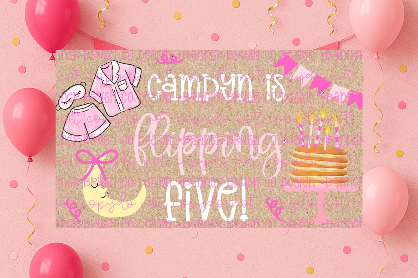 Pancakes and Pajamas birthday Banner Template | Editable Canva Banner | 35x60 DIY Painted Sign |   Birthday Theme | Digital Download