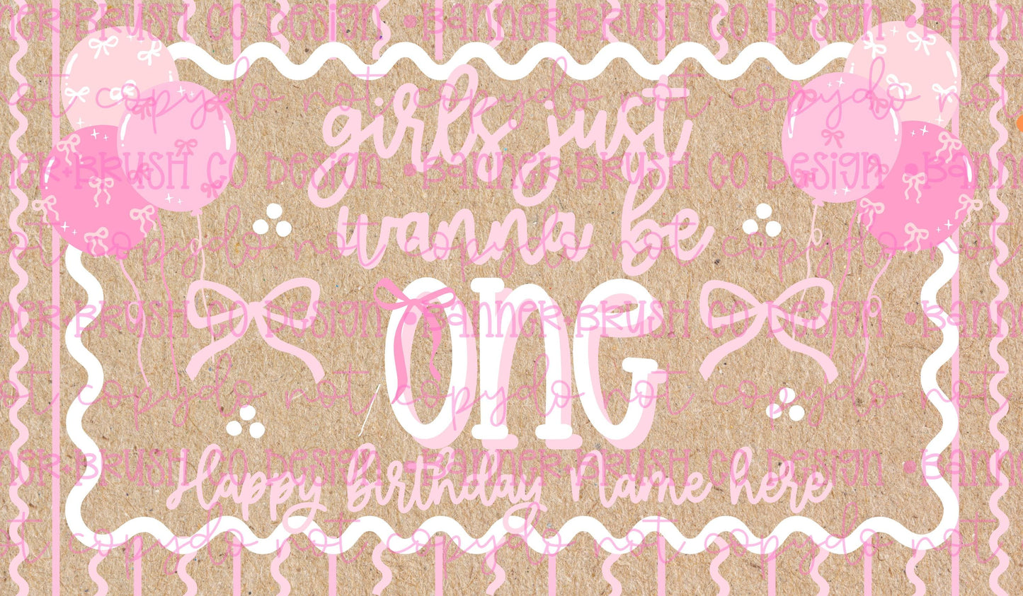 Girls just wanna be one birthday Banner Template | Editable Canva Banner | 35x60