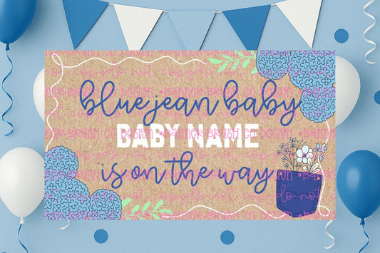Blue Jean baby shower Banner Template | Editable Canva Banner | 35x60 DIY Painted Sign |  baby shower Theme  barbecue | Digital Download