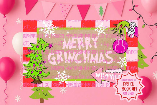 Merry G Rinchmas Banner Template | Editable Canva Banner | 35x60 DIY Painted Sign |   Mean One Theme | Digital Download | Christmas