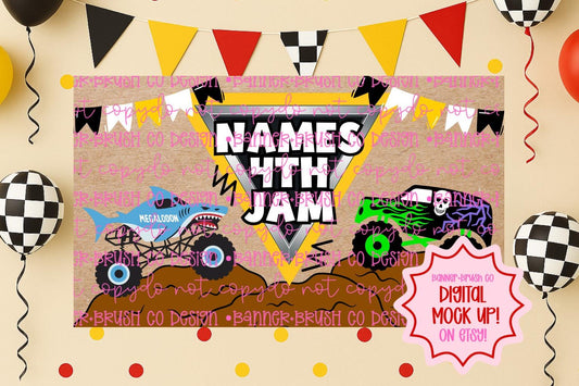 Monster Jam birthday Banner Template | Editable Canva Banner