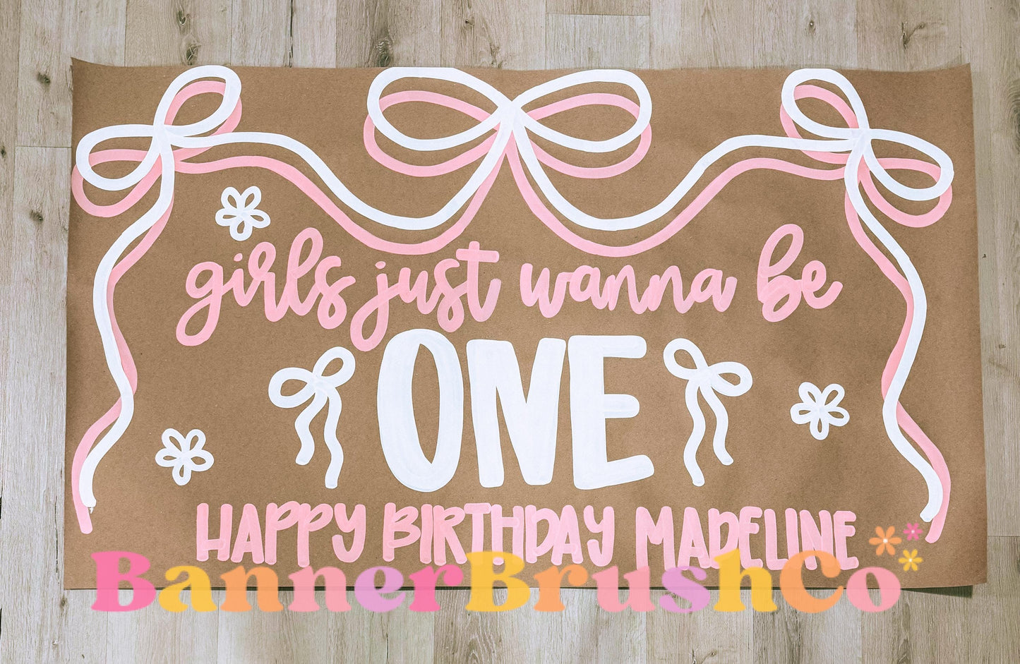 Girls just wanna be one birthday Banner Template | Editable Canva Banner | 35x60 DIY Painted Sign | first Birthday Theme | Digital Download