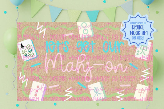 Mahjong birthday Banner Template | Editable Canva Banner | 35x60 DIY Painted Sign |  tile Birthday Theme | Digital Download