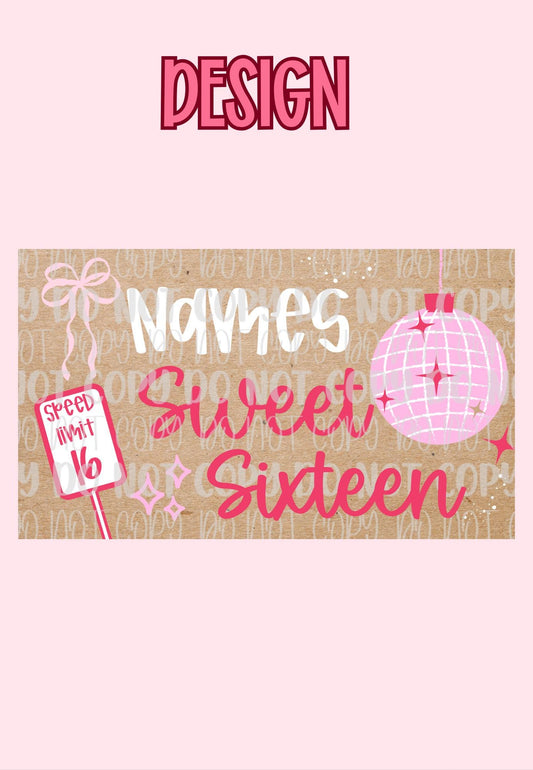Sweet 16 Banner Template | Canva Banner Template 35x60 | Digital Download | Editable Birthday Backdrop | DIY Painted Sign