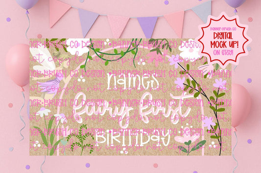 Fairy First birthday Banner Template | Editable Canva Banner | 35x60 DIY Painted Sign |  fairy Birthday Theme | Digital Download