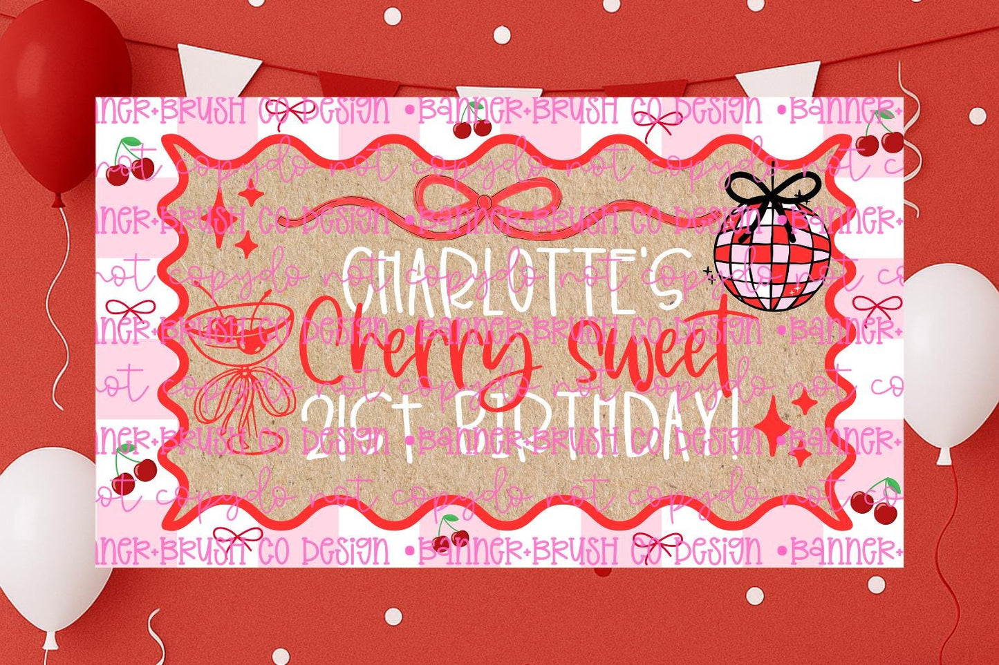 cherry  birthday Banner Template | Editable Canva Banner | 35x60 DIY Painted Sign |  cherry on top Birthday Theme | Digital Download