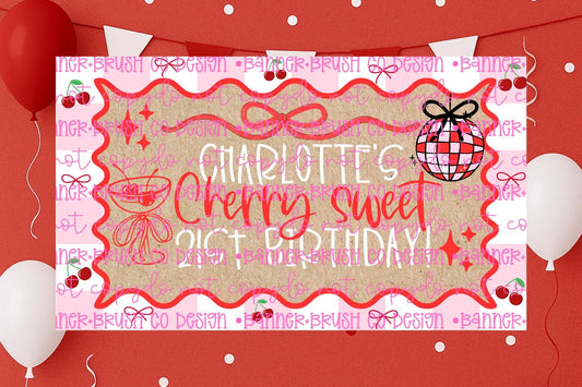 cherry  birthday Banner Template | Editable Canva Banner | 35x60 DIY Painted Sign |  cherry on top Birthday Theme | Digital Download