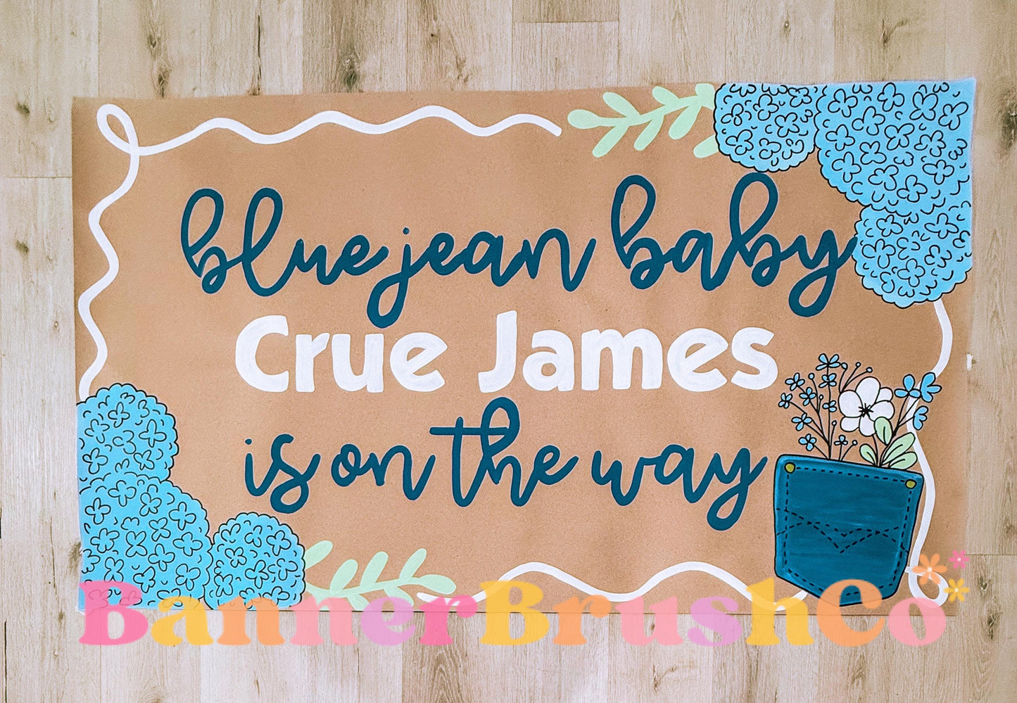 Blue Jean baby shower Banner Template | Editable Canva Banner | 35x60 DIY Painted Sign |  baby shower Theme  barbecue | Digital Download