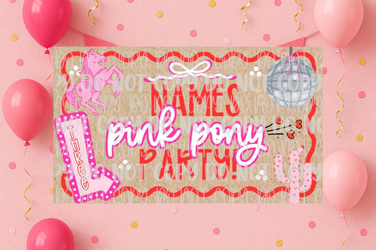 Pink Pony Party birthday Banner Template | Editable Canva Banner | 35x60 DIY Painted Sign |  chapel Roan Birthday Theme | Digital Download
