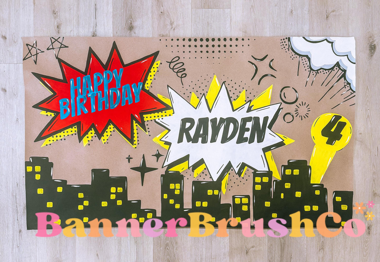 Comic Book Super Hero birthday Banner Template | Editable Canva Banner | 35x60 DIY Painted Sign |  boys Birthday Theme | Digital Download